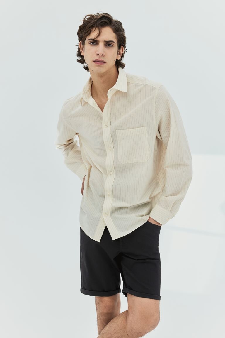 Шорты узкого кроя из хлопкового твила H&M, серый
Шорты узкого кроя из хлопкового твила H&M, серый