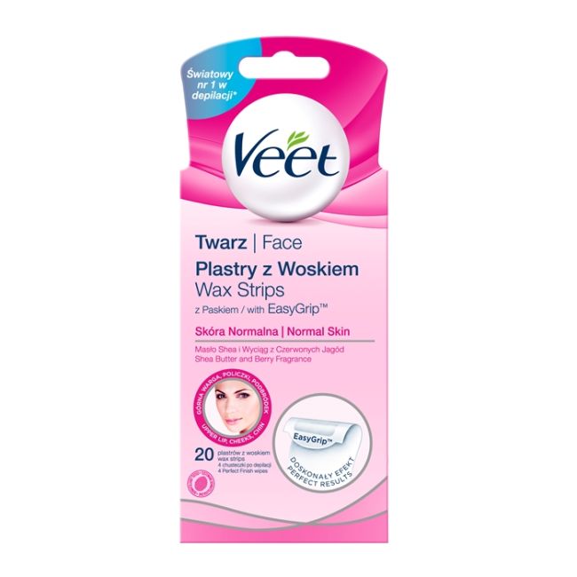 Депиляционные полоски для ухода за нормальной кожей лица (20 шт.) Veet
Депиляционные полоски для ухода за нормальной кожей лица (20 шт.) Veet