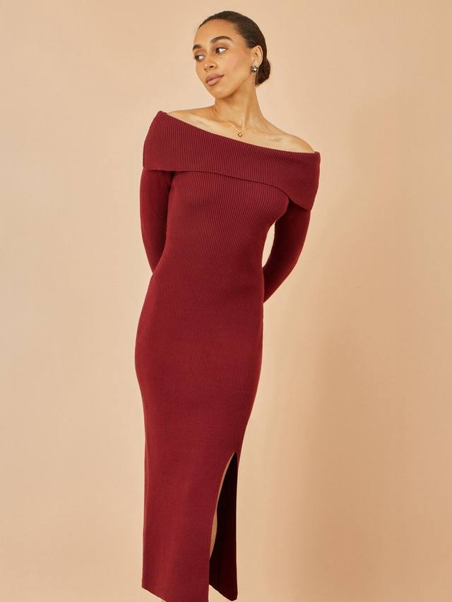 Платье-миди Bardot приталенного кроя из трикотажа Yumi, Burgundy
Платье-миди Bardot приталенного кроя из трикотажа Yumi, Burgundy