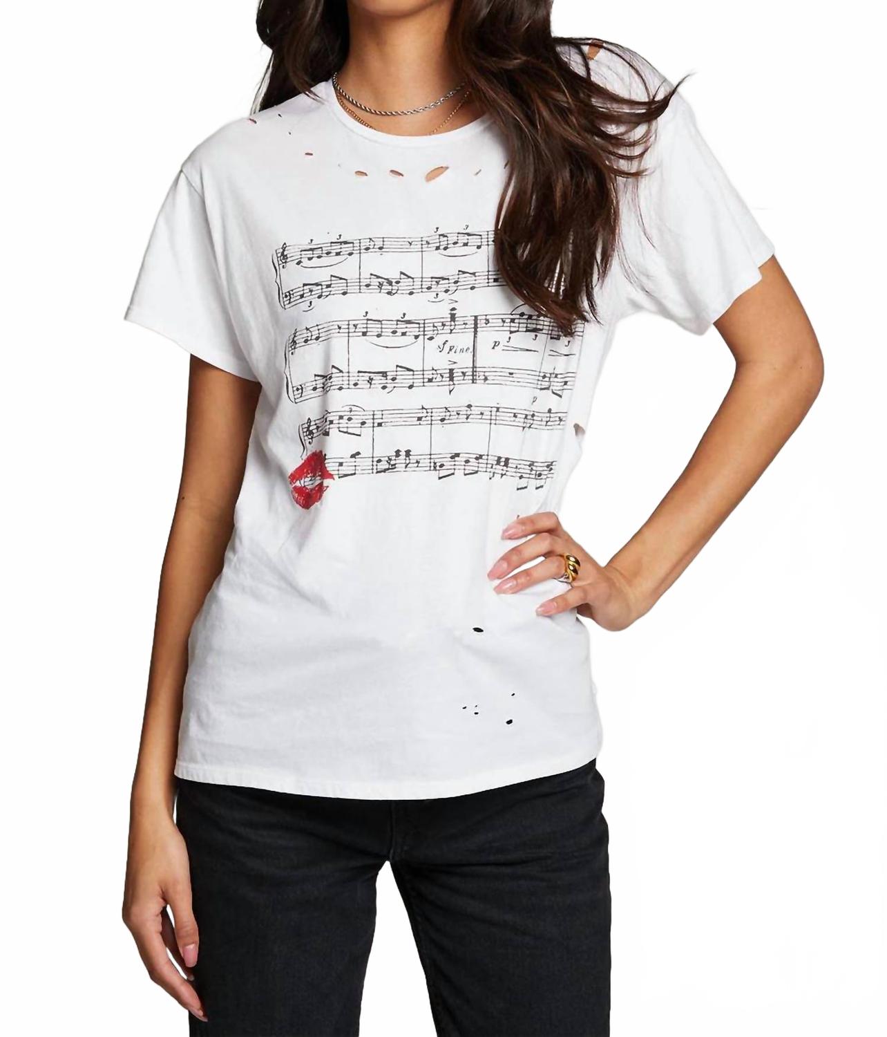 Футболка с нотами с коротким рукавом в белом цвете Chaser
Футболка с нотами с коротким рукавом в белом цвете Chaser