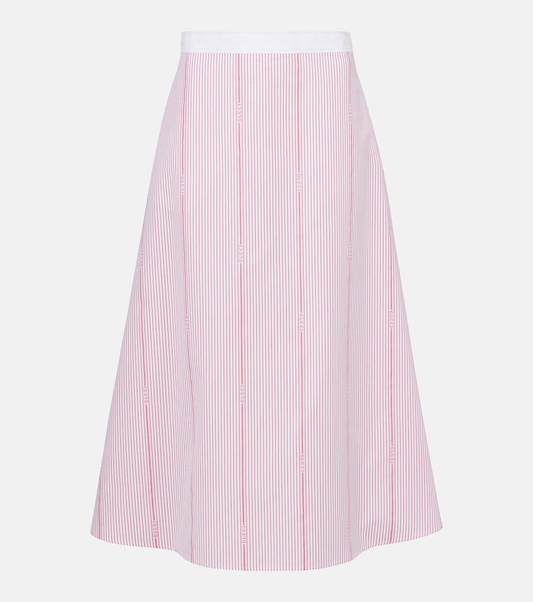 Полосатая юбка миди из фил-купе хлопка Gucci, White/Red
Полосатая юбка миди из фил-купе хлопка Gucci, White/Red