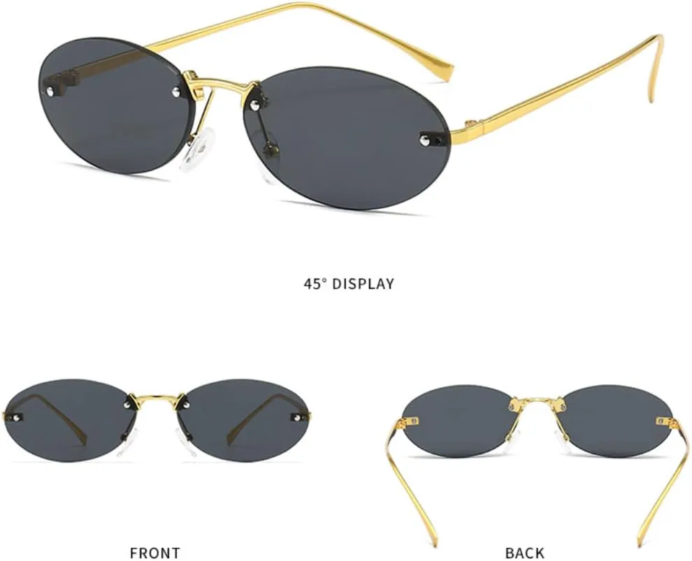 Женские винтажные солнцезащитные очки овальной формы без оправы, маленькая оправа, модные линзы, солнцезащитные очки с защитой от УФ-излучения UV400 SZVVBKK, Gold Tea
Женские винтажные солнцезащитные очки овальной формы без оправы, маленькая оправа, модные линзы, солнцезащитные очки с защитой от УФ-излучения UV400 SZVVBKK, Gold Tea