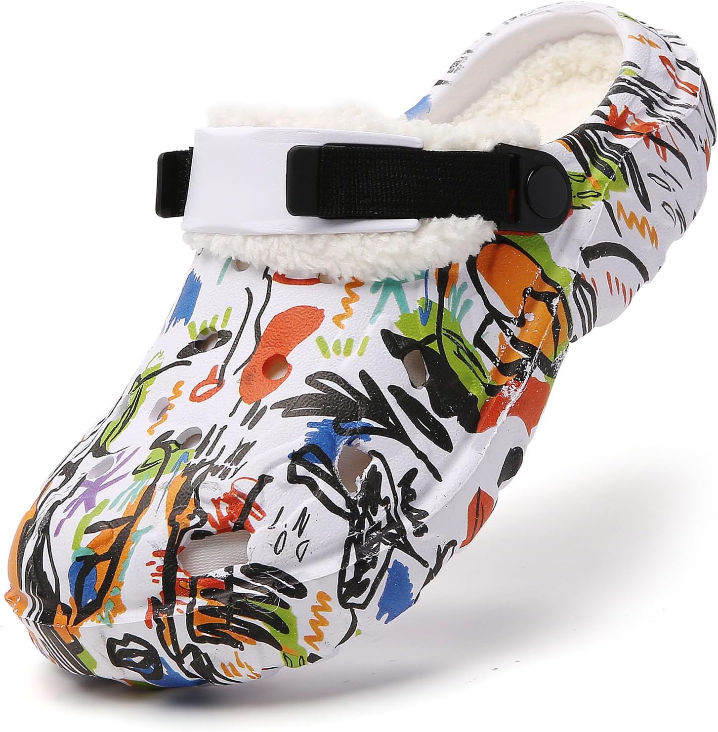 SECHRITE Женские и мужские сабо с подкладкой, зимние пушистые садовые туфли, граффити, слипоны, дышащие домашние сандалии, унисекс, тапочки со регулируемым задним ремешком, белый
SECHRITE Женские и мужские сабо с подкладкой, зимние пушистые садовые туфли, граффити, слипоны, дышащие домашние сандалии, унисекс, тапочки со регулируемым задним ремешком, белый