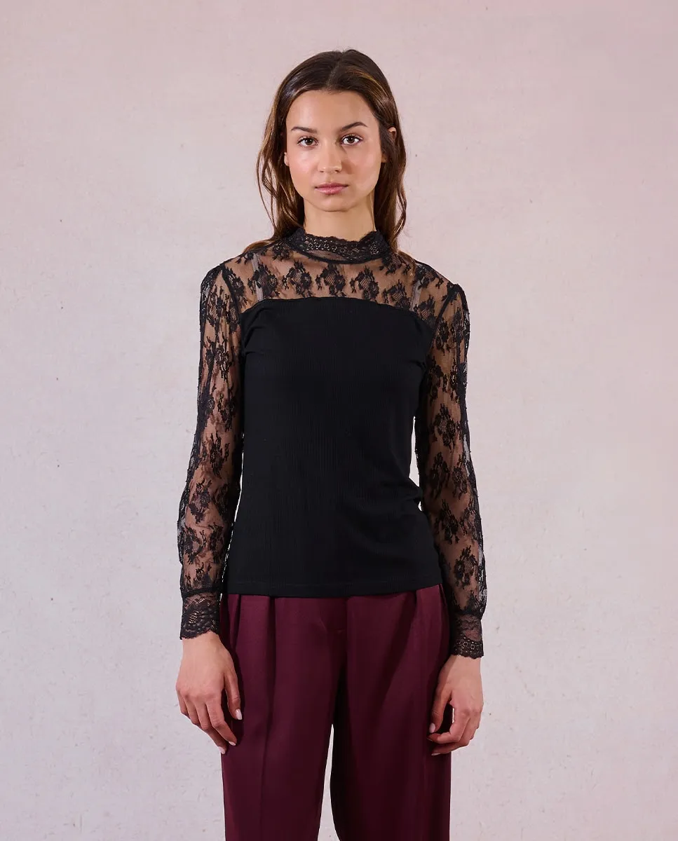 Женская блузка с длинным рукавом с кружевными деталями Molly Bracken, черный
Женская блузка с длинным рукавом с кружевными деталями Molly Bracken, черный