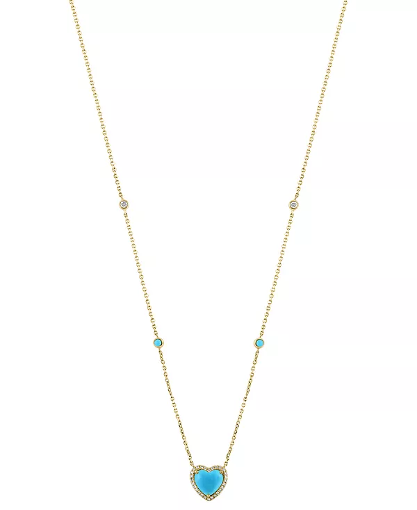 Ожерелье с кулоном в форме сердца Effy из 14-каратного золота с бирюзой и бриллиантами (1/6 карата), длина 16 дюймов + удлинитель 2 дюйма Effy Collection, turquoise
Ожерелье с кулоном в форме сердца Effy из 14-каратного золота с бирюзой и бриллиантами (1/6 карата), длина 16 дюймов + удлинитель 2 дюйма Effy Collection, turquoise