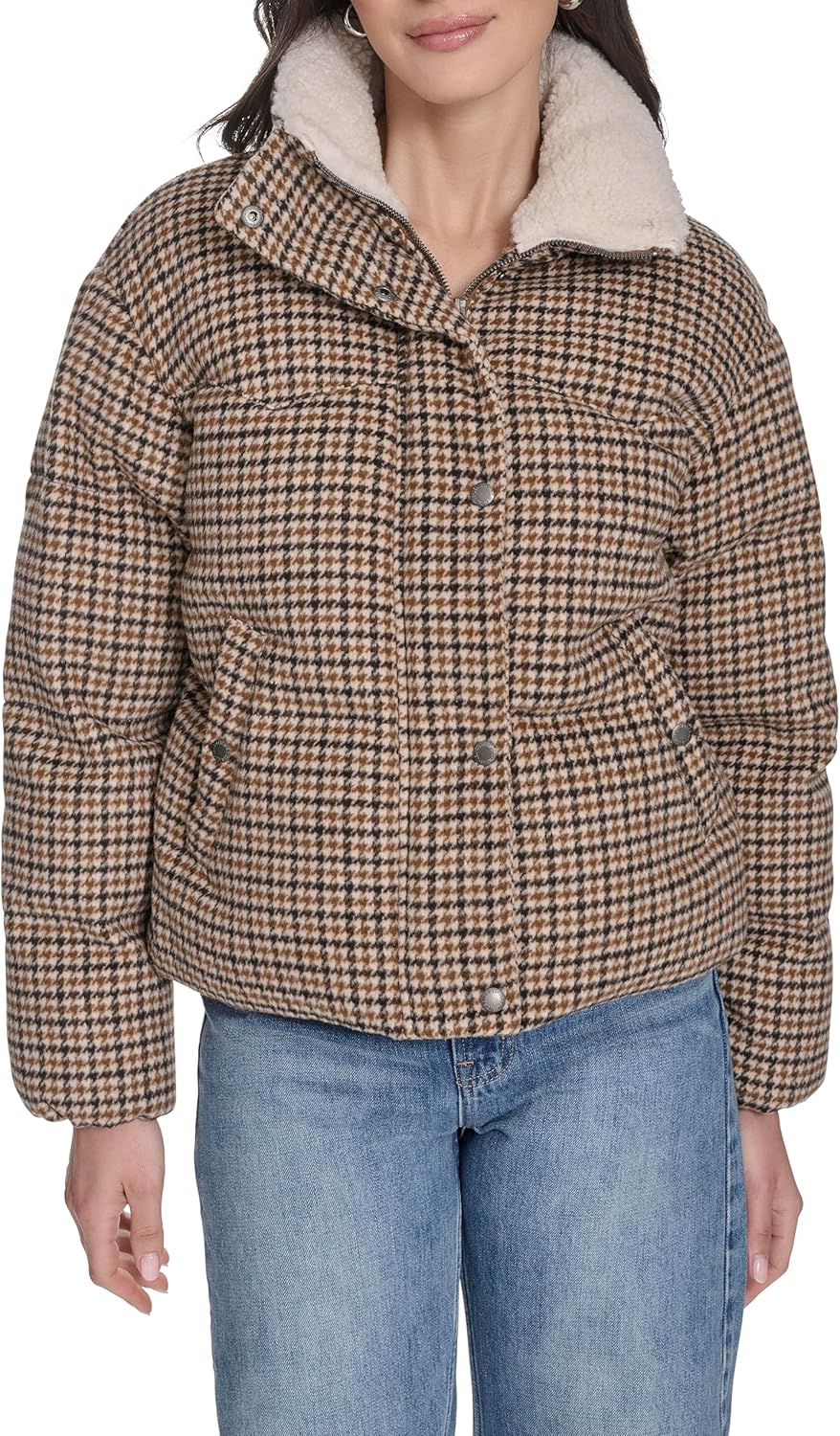 Levi's Женская ковбойская пуховик, Toffee Houndstooth Wool Blend 
Levi's Женская ковбойская пуховик, Toffee Houndstooth Wool Blend