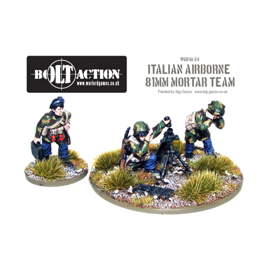 Итальянский воздушно-десантный отряд - группа 81-мм минометов, Bolt Action - Italian - Italian Airborne (28mm)
Итальянский воздушно-десантный отряд - группа 81-мм минометов, Bolt Action - Italian - Italian Airborne (28mm)