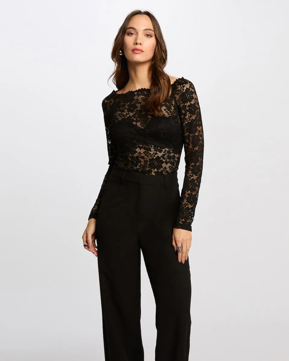 Женская футболка с длинными рукавами из гипюрового кружева Morgan, черный
Женская футболка с длинными рукавами из гипюрового кружева Morgan, черный