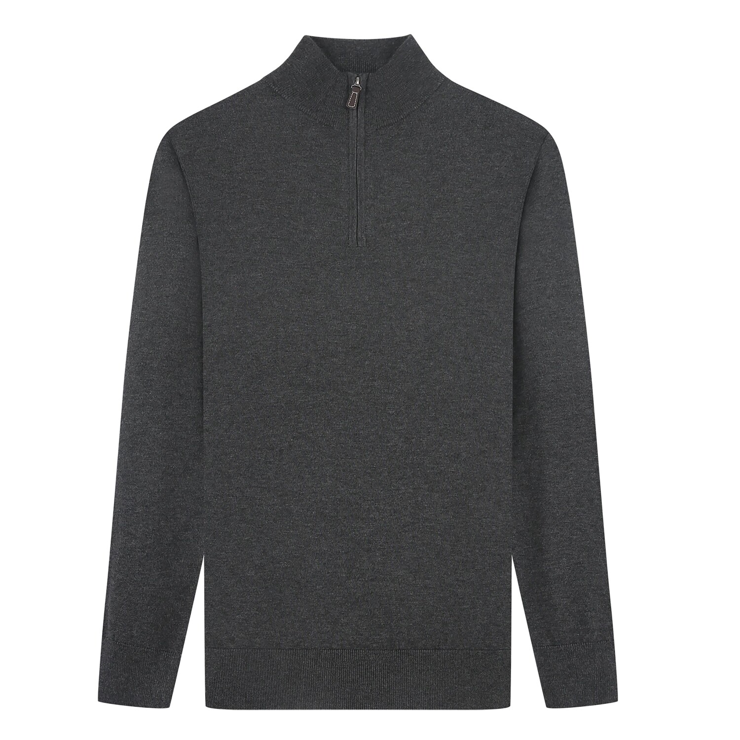Tom Baine Мужской кашемировый свитер приталенного кроя на молнии на четверть, цвет Charcoal