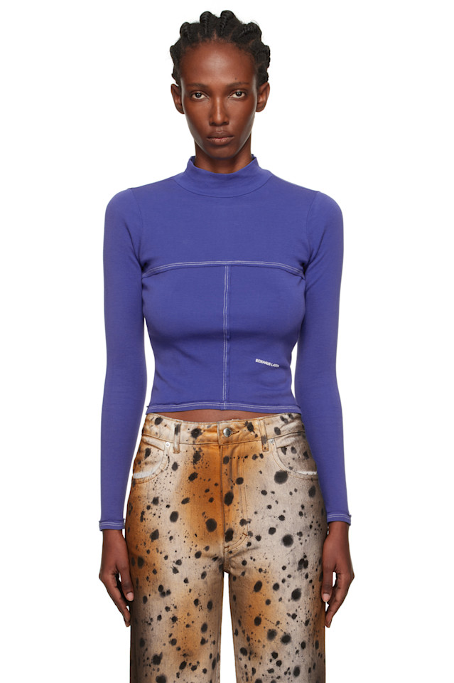 Eckhaus Latta Темно-Синяя детская водолазка с отворотом
Eckhaus Latta Темно-Синяя детская водолазка с отворотом