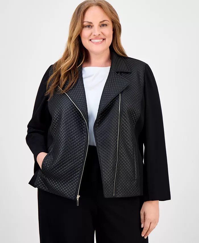 Стеганая байкерская куртка больших размеров Anne Klein, черный
Стеганая байкерская куртка больших размеров Anne Klein, черный