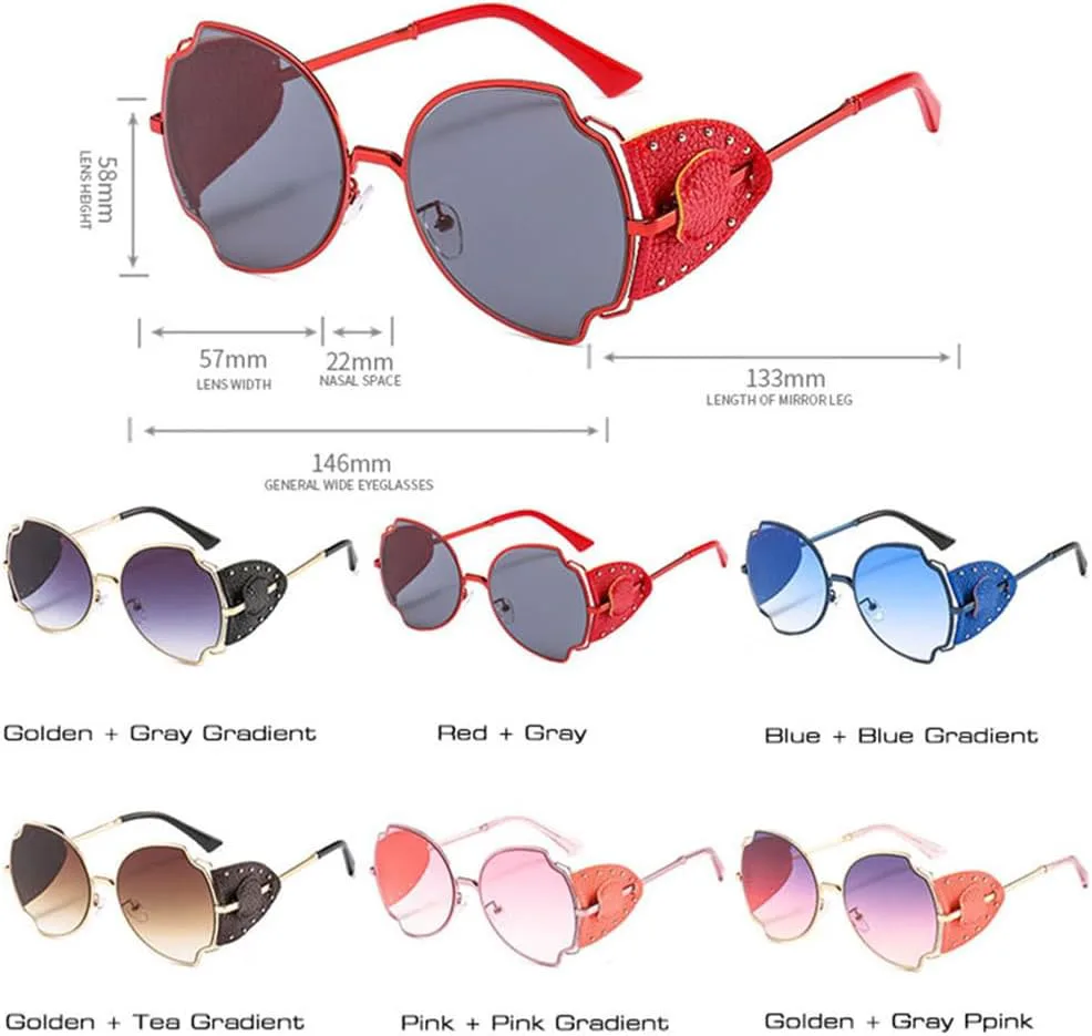 Винтажные солнцезащитные очки в стиле стимпанк с неровной металлической оправой для женщин, с отделкой из искусственной кожи и заклепками для мужчин HDUBFY, Blue Blue
Винтажные солнцезащитные очки в стиле стимпанк с неровной металлической оправой для женщин, с отделкой из искусственной кожи и заклепками для мужчин HDUBFY, Blue Blue