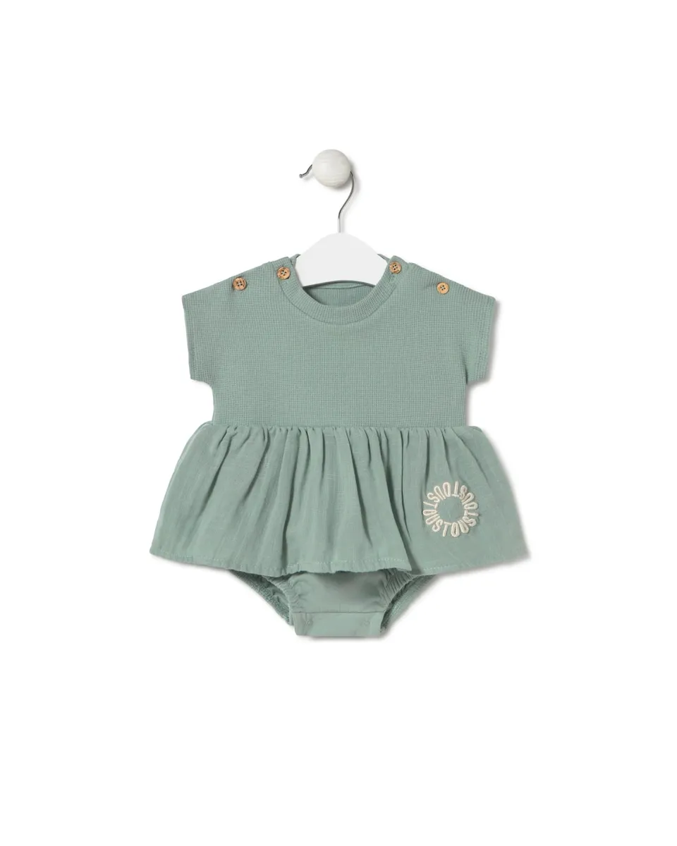 Детское боди с юбкой из окрашенного хлопка Tous, бирюзовый
Детское боди с юбкой из окрашенного хлопка Tous, бирюзовый