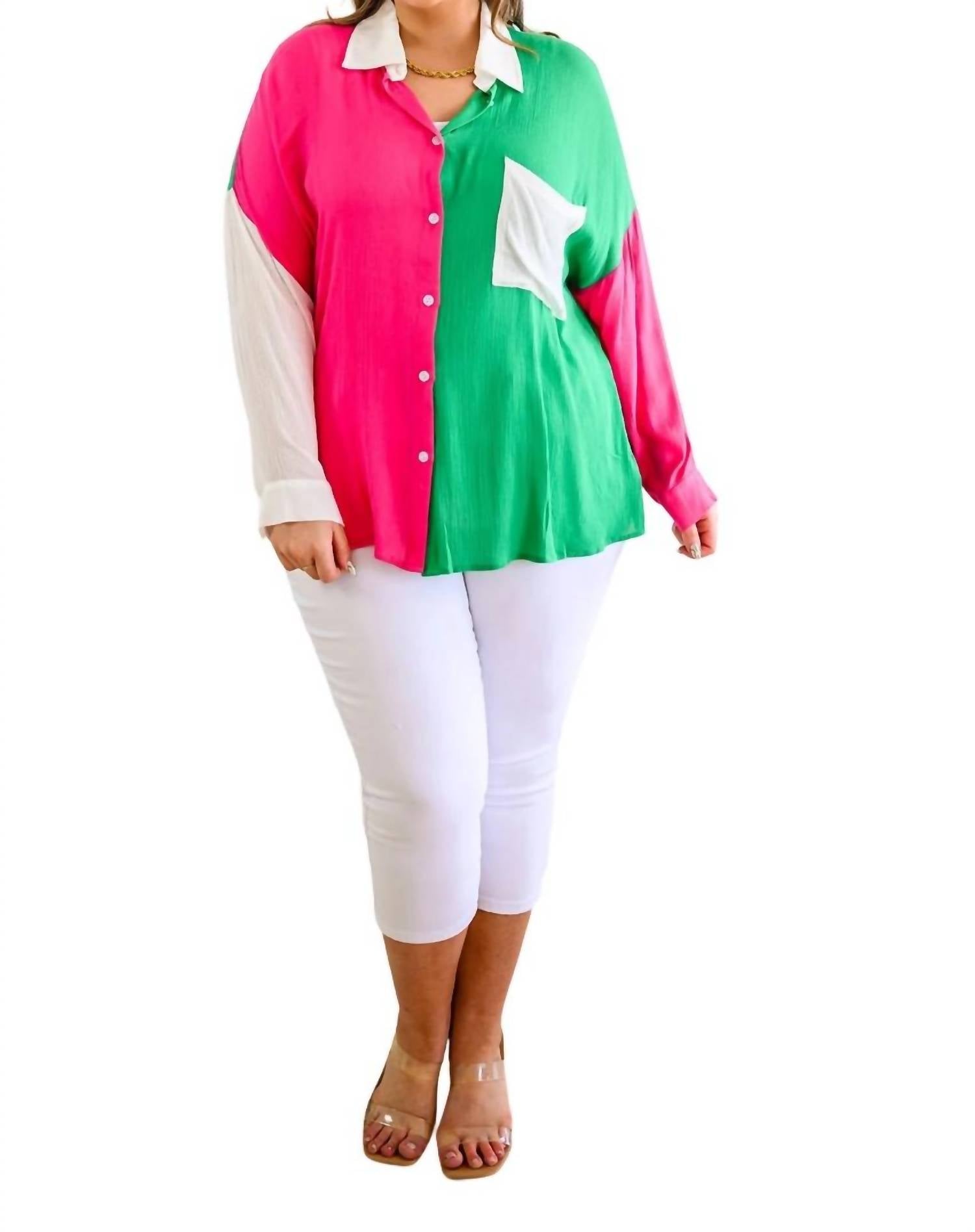 Запечатлейте день Двухцветная рубашка на пуговицах в Келли ANDREE BY UNIT, цвет kelly
Запечатлейте день Двухцветная рубашка на пуговицах в Келли ANDREE BY UNIT, цвет kelly