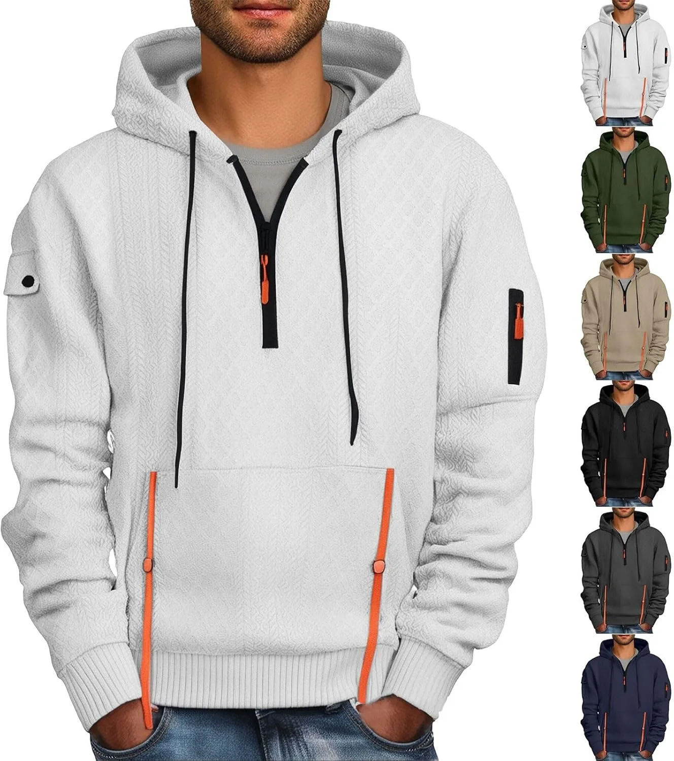 Мужская толстовка с капюшоном и молнией на четверть — оверсайз, тактический стиль, функциональные карманы
Мужская толстовка с капюшоном и молнией на четверть — оверсайз, тактический стиль, функциональные карманы
