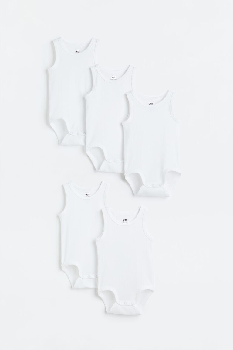 5 пар хлопковых боди H&M, белый
5 пар хлопковых боди H&M, белый