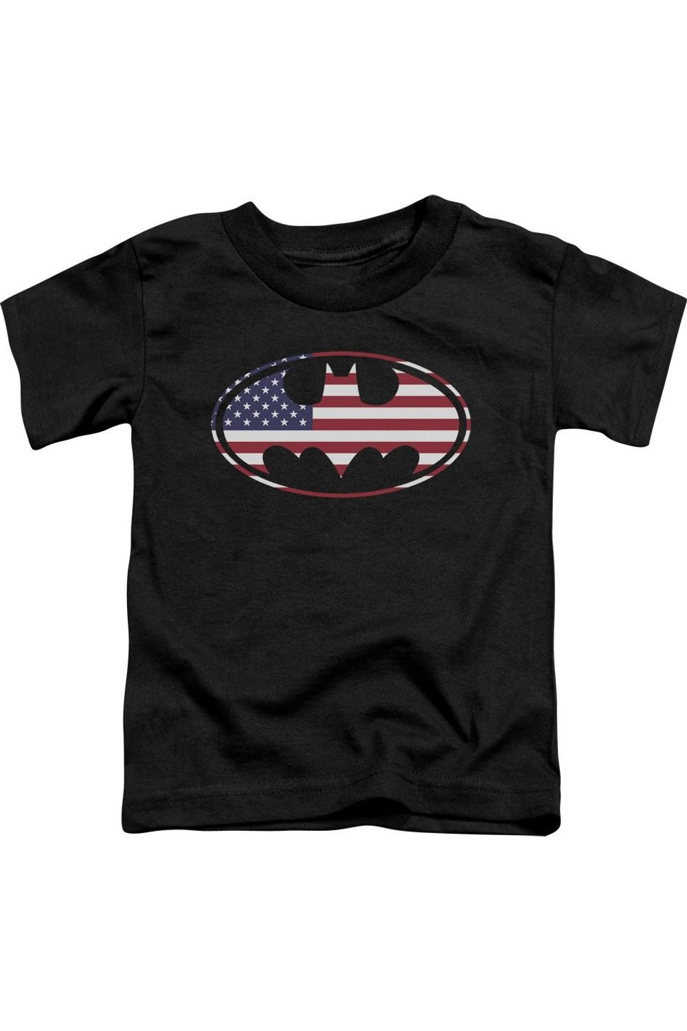 Футболка с коротким рукавом для малышей с американским флагом и Бэтменом в овале Gildan, черный 
Футболка с коротким рукавом для малышей с американским флагом и Бэтменом в овале Gildan, черный