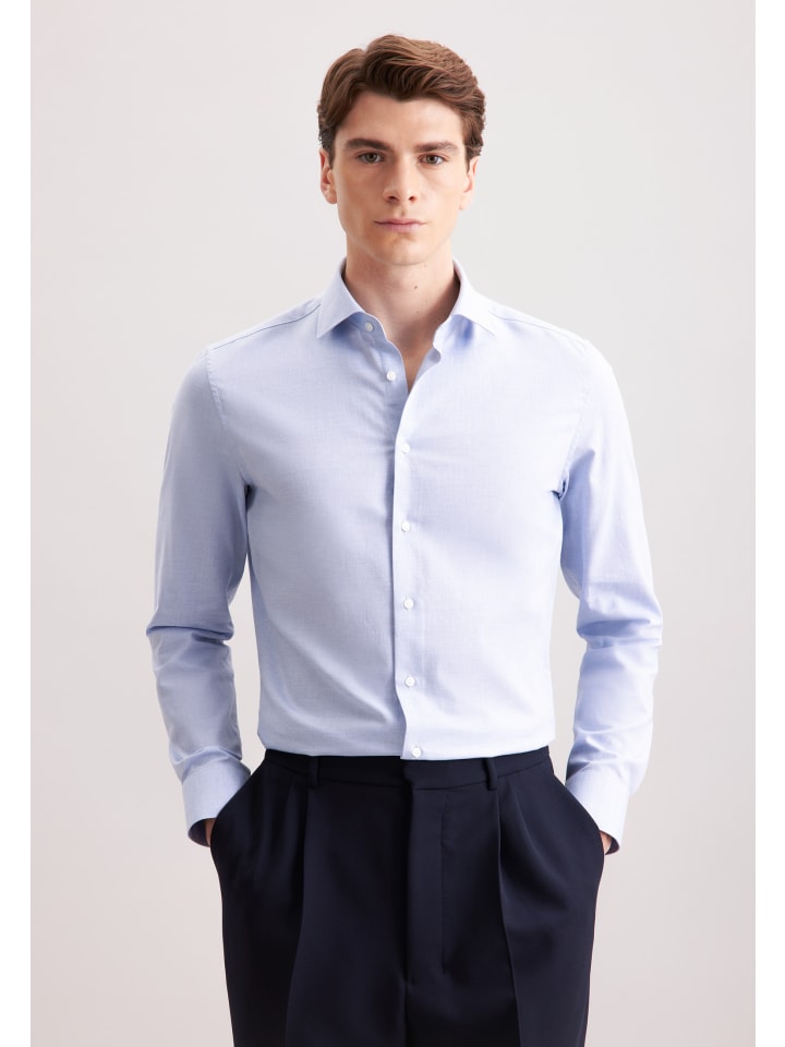 Узкая фланелевая рубашка средне-синего цвета Seidensticker
Узкая фланелевая рубашка средне-синего цвета Seidensticker