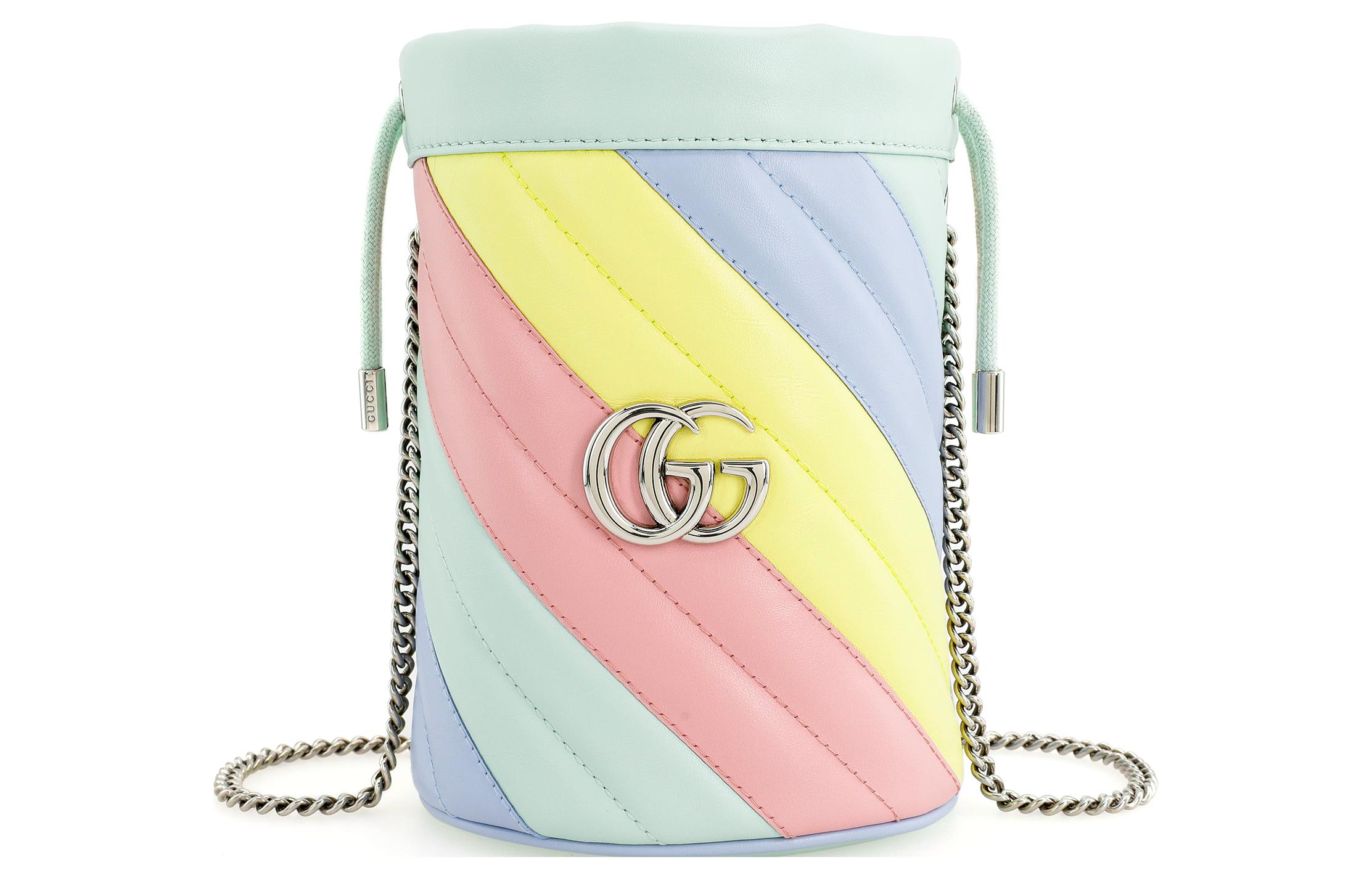 Gucci Сумка-ведро GG Marmont из кожи, наплечная сумка, сумка через плечо, мини-сумка для женщин, сине-розово-сине-зеленая
Gucci Сумка-ведро GG Marmont из кожи, наплечная сумка, сумка через плечо, мини-сумка для женщин, сине-розово-сине-зеленая