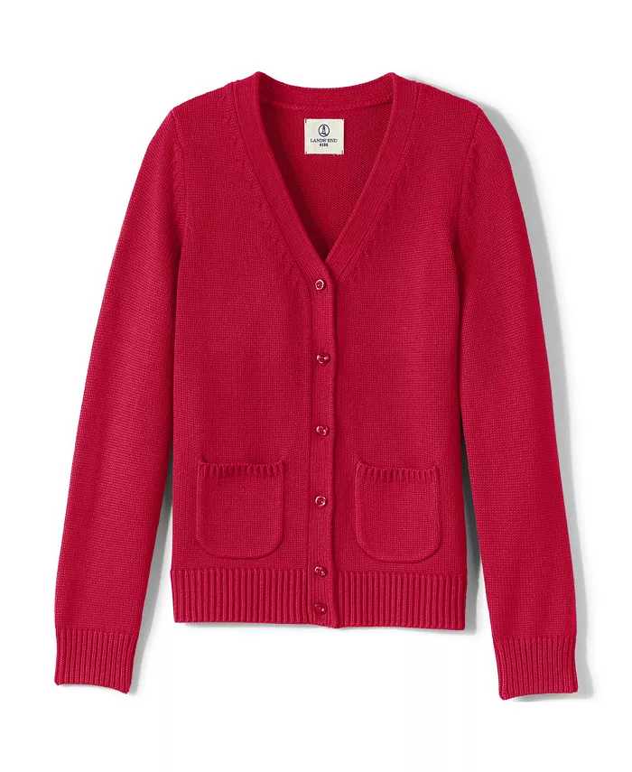 Детский школьный кардиган из хлопка и модала на пуговицах для девочек Lands' End, красный
Детский школьный кардиган из хлопка и модала на пуговицах для девочек Lands' End, красный