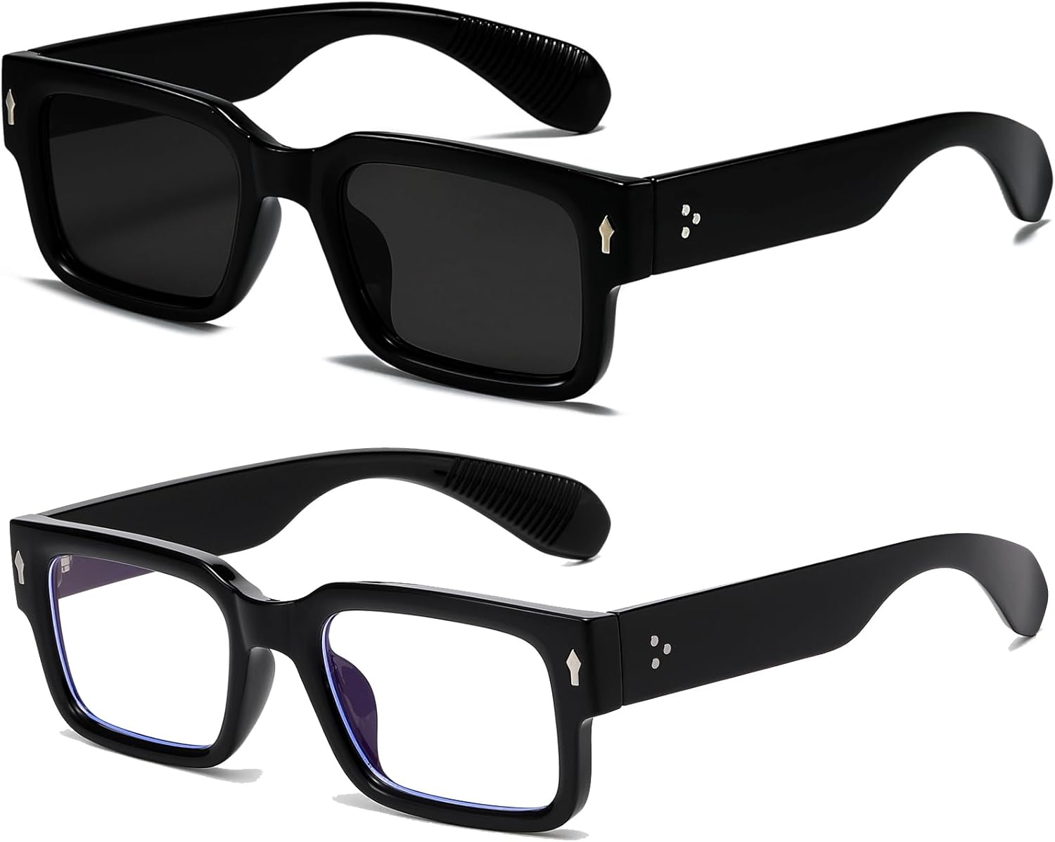 Солнцезащитные очки EYLRIM в квадратной оправе для женщин и мужчин, модные массивные прямоугольные солнцезащитные очки черного цвета с защитой от УФ-излучения UV400, 2 Pack (Black/Grey+black/Anti-blue Lens)
Солнцезащитные очки EYLRIM в квадратной оправе для женщин и мужчин, модные массивные прямоугольные солнцезащитные очки черного цвета с защитой от УФ-излучения UV400, 2 Pack (Black/Grey+black/Anti-blue Lens)