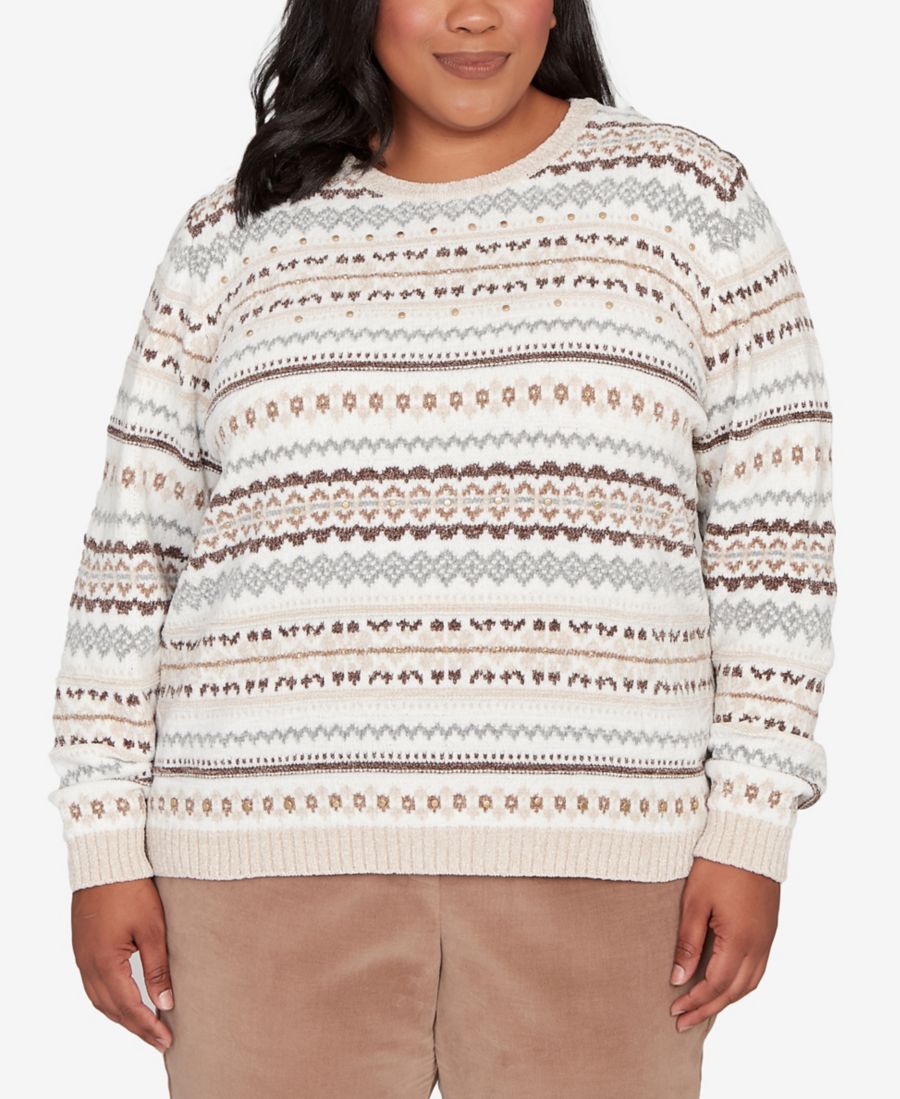 Свитер из синели с геометрическим узором Биадере большого размера, модель Вена Alfred Dunner, Latte
Свитер из синели с геометрическим узором Биадере большого размера, модель Вена Alfred Dunner, Latte