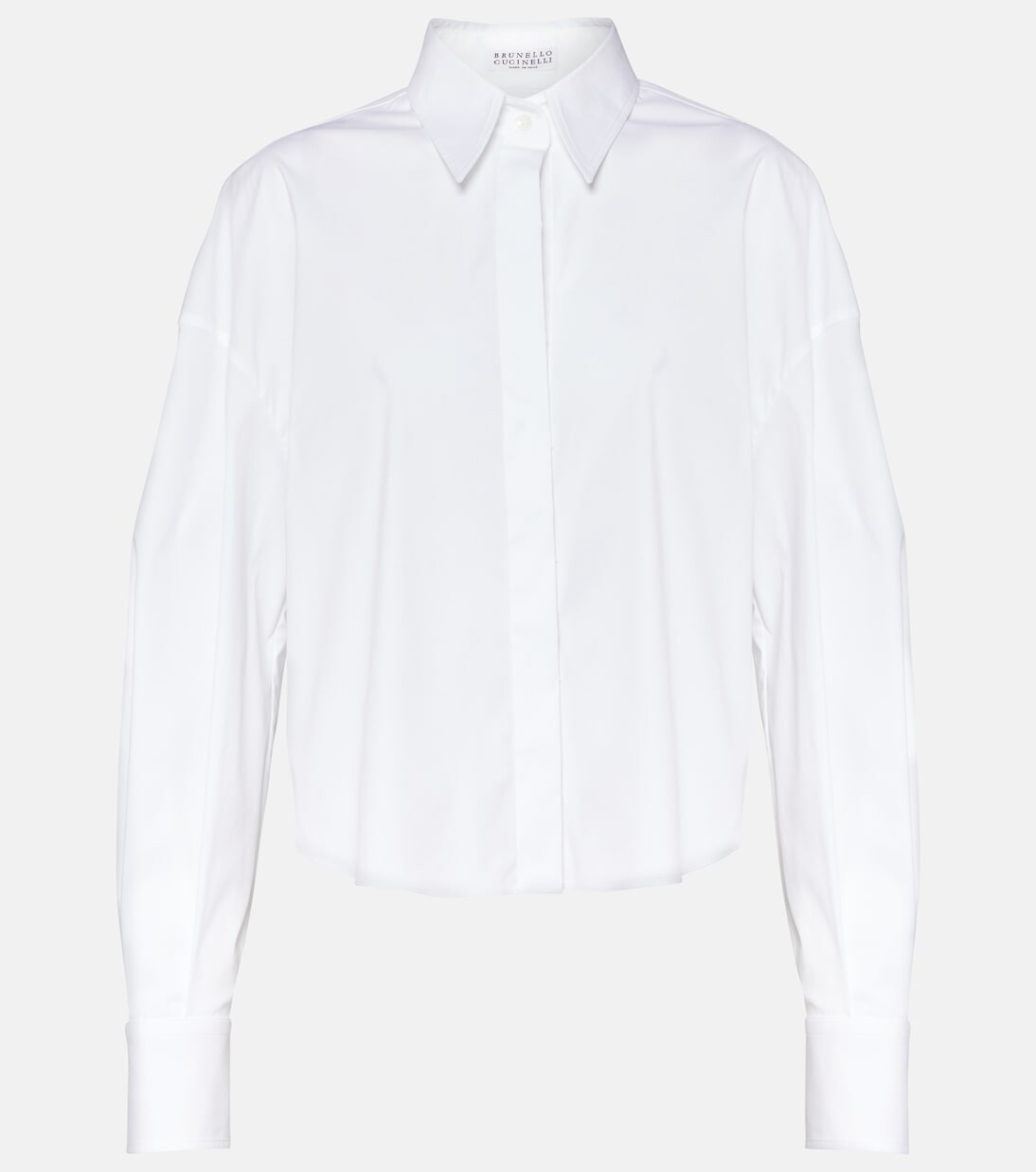 Рубашка из смесового хлопка Brunello Cucinelli, белый 
Рубашка из смесового хлопка Brunello Cucinelli, белый
