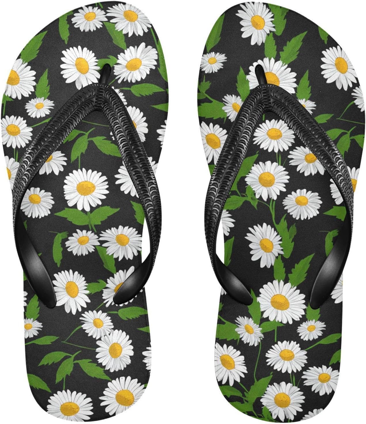 Шлепанцы с рисунком листьев и ромашек, черные, для пляжа, душа, резинескользящие летние тапочки для женщин и мужчин Sinestour
Шлепанцы с рисунком листьев и ромашек, черные, для пляжа, душа, резинескользящие летние тапочки для женщин и мужчин Sinestour