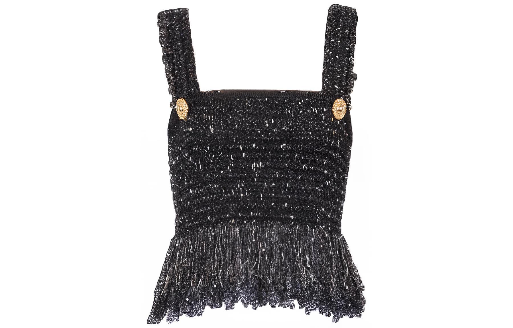 Блестящий твидовый топ на бретелях BALMAIN, черный
Блестящий твидовый топ на бретелях BALMAIN, черный