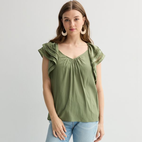 Женская блузка с гофрированными рукавами из ткани с струящейся тканью Chelsea & Theodore, цвет olive green
Женская блузка с гофрированными рукавами из ткани с струящейся тканью Chelsea & Theodore, цвет olive green