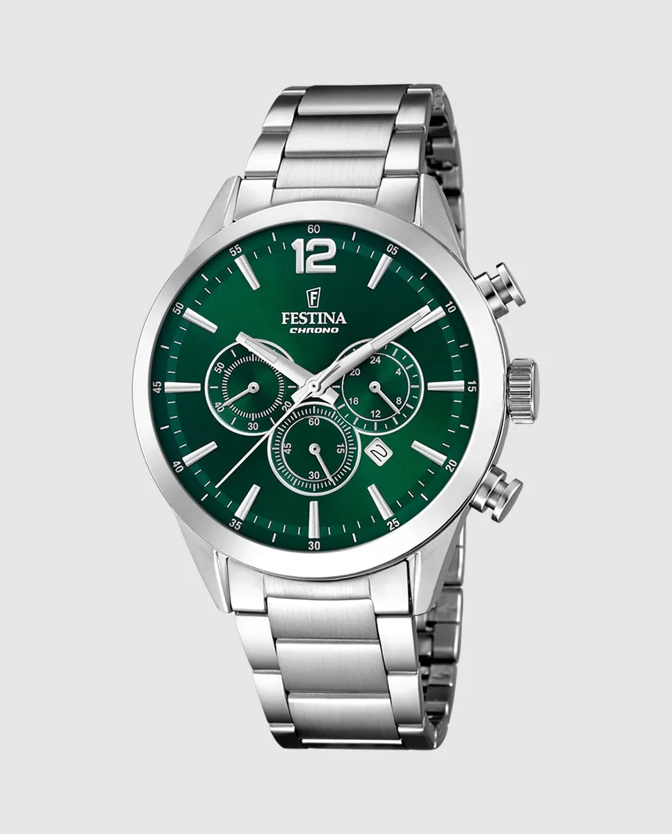 F20343/B Часы мужские с хронографом Timeless из серебристой стали Festina, серебряный
F20343/B Часы мужские с хронографом Timeless из серебристой стали Festina, серебряный