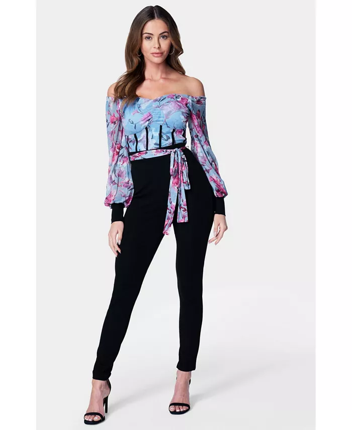 Женский комбинезон с принтом и сетчатыми вставками Off Shoulder Catsuit Bebe, мультиколор
Женский комбинезон с принтом и сетчатыми вставками Off Shoulder Catsuit Bebe, мультиколор