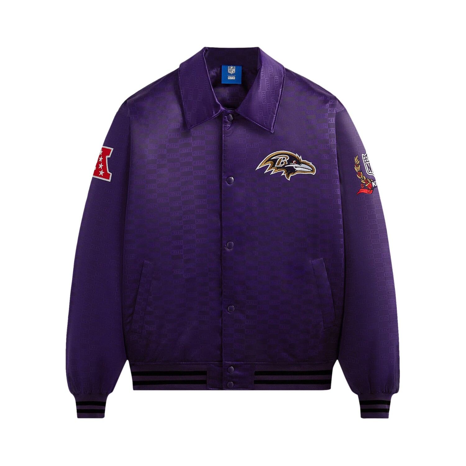 Kith For The NFL: атласный бомбер Ravens Traveler
Kith For The NFL: атласный бомбер Ravens Traveler