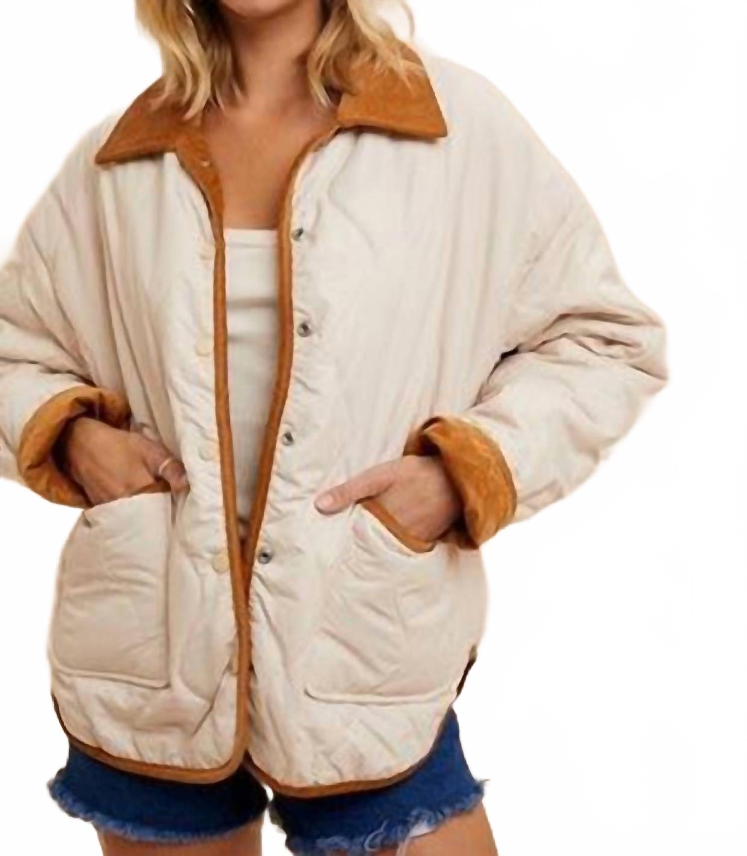 Реверсивная стеганая куртка Renee в цвете натуральный/коньяк BABE
Реверсивная стеганая куртка Renee в цвете натуральный/коньяк BABE