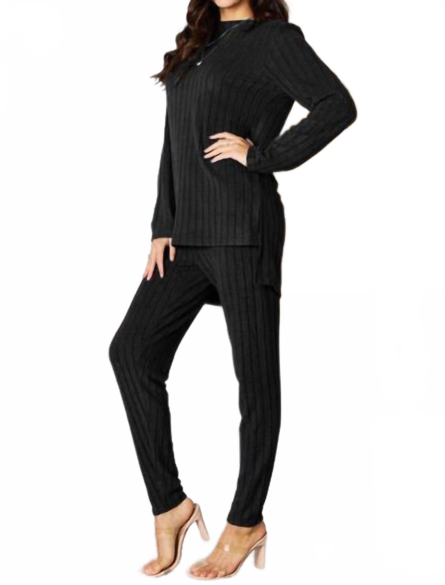 Черный комплект с ребристыми топом и брюками с разрезом Basic Bae
Черный комплект с ребристыми топом и брюками с разрезом Basic Bae