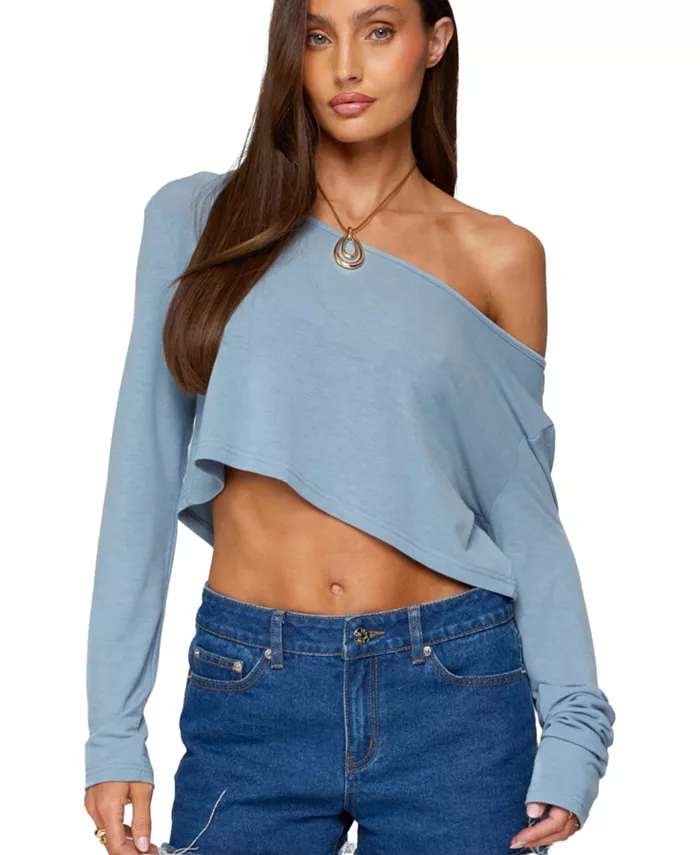 Женский укороченный топ с открытыми плечами Edikted, синий
Женский укороченный топ с открытыми плечами Edikted, синий