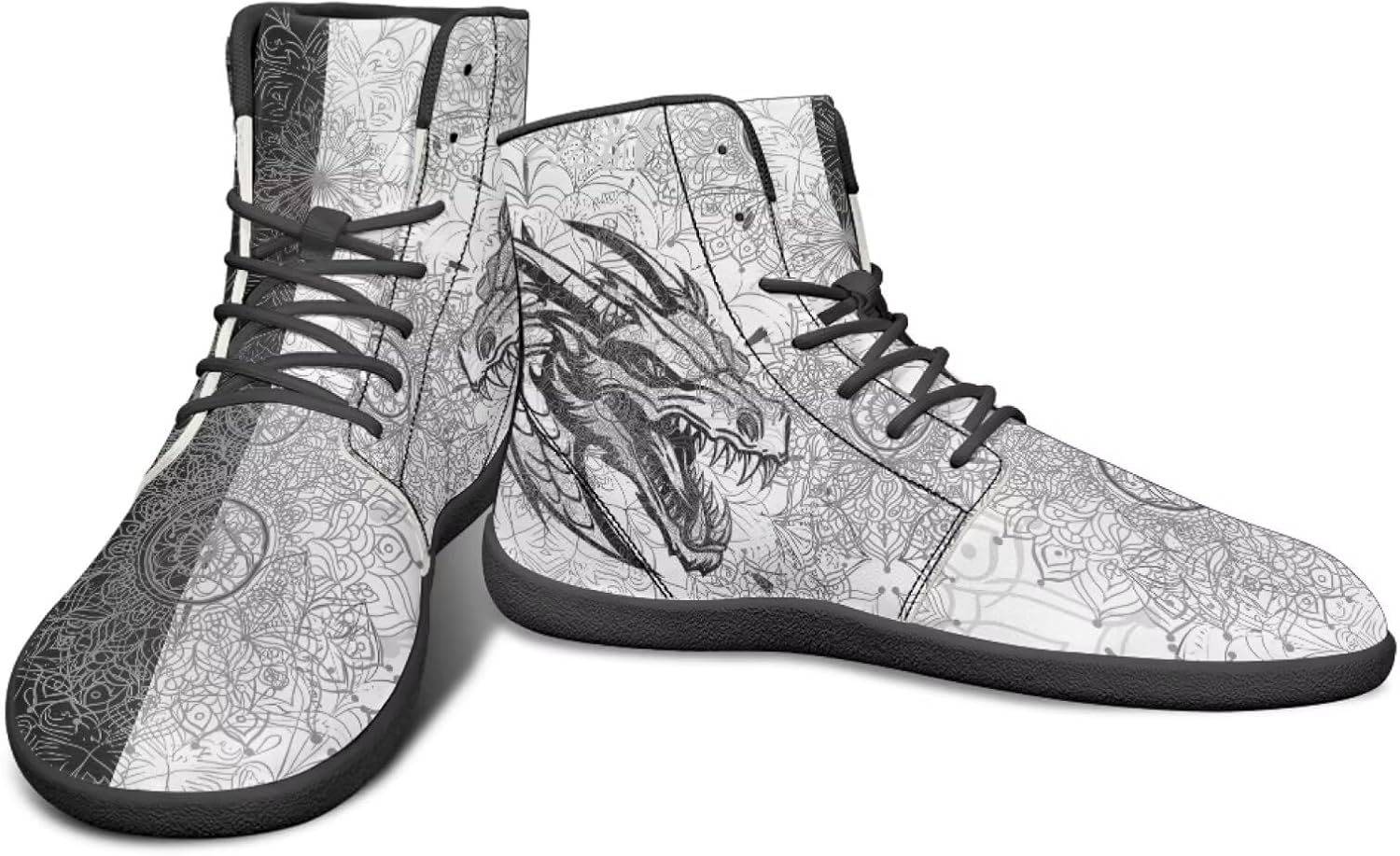 Высокие кроссовки с драконовым узором, черно-белые, мандала, из ПУ, повседневные спортивные обувь для зала, заземленные для мужчин Watdotory
Высокие кроссовки с драконовым узором, черно-белые, мандала, из ПУ, повседневные спортивные обувь для зала, заземленные для мужчин Watdotory