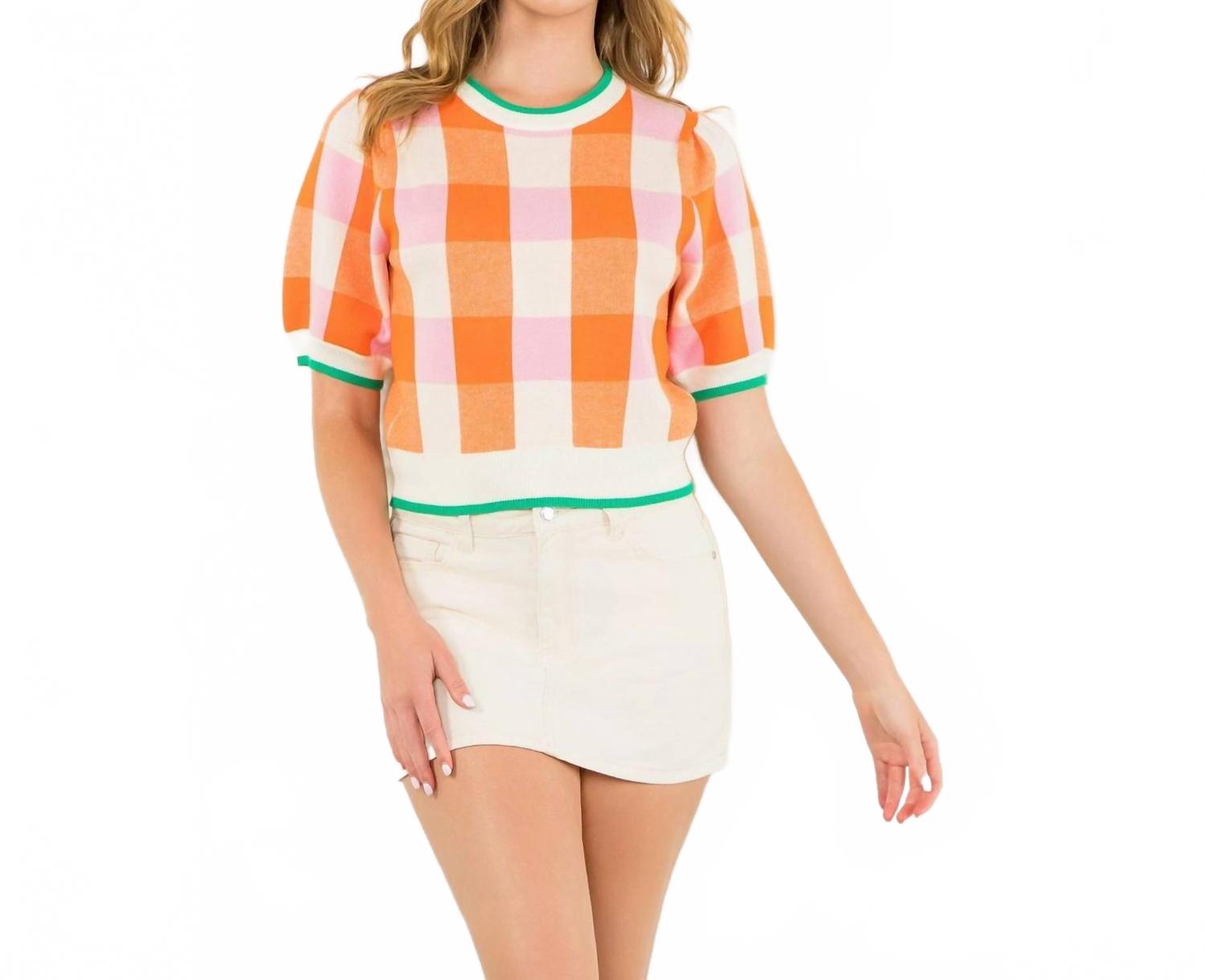 Элис Свитер в клетку оранжево-розовый THML
Элис Свитер в клетку оранжево-розовый THML