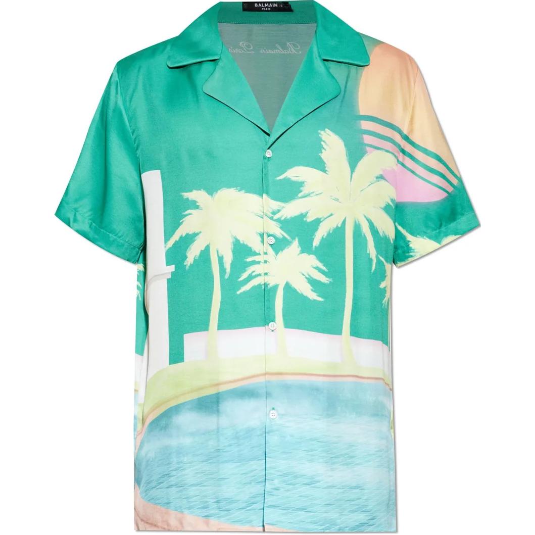 Пальмовая принтованная короткий рукав твил рубашка BALMAIN, зеленый
Пальмовая принтованная короткий рукав твил рубашка BALMAIN, зеленый
