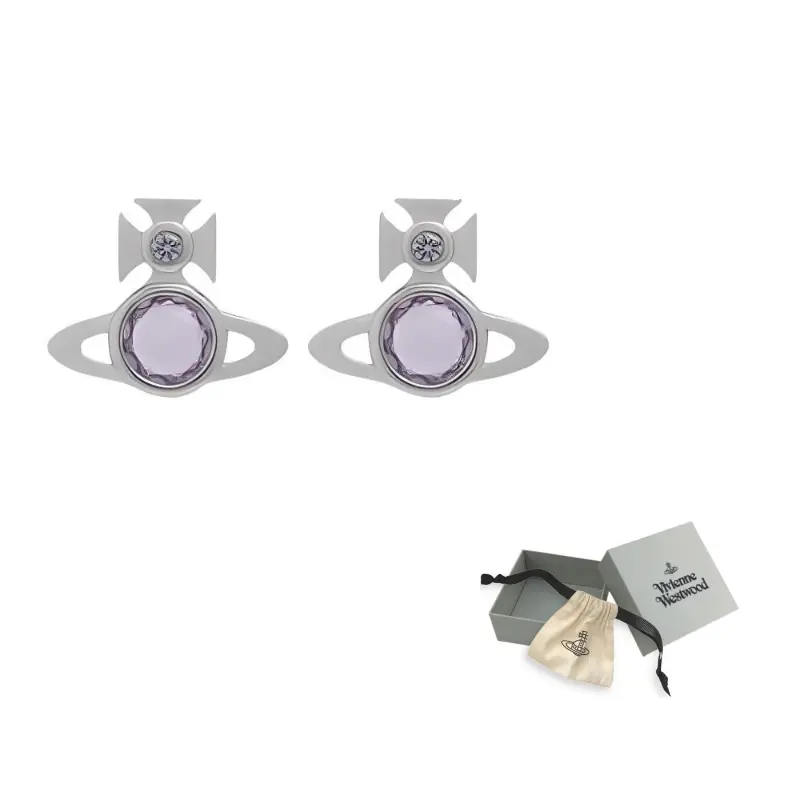 Vivienne Westwood Кубический цирконий, серебристый латунь Saturn стиль прозрачные бриллиантовые серьги-гвоздики унисекс silver/gray purple
Vivienne Westwood Кубический цирконий, серебристый латунь Saturn стиль прозрачные бриллиантовые серьги-гвоздики унисекс silver/gray purple