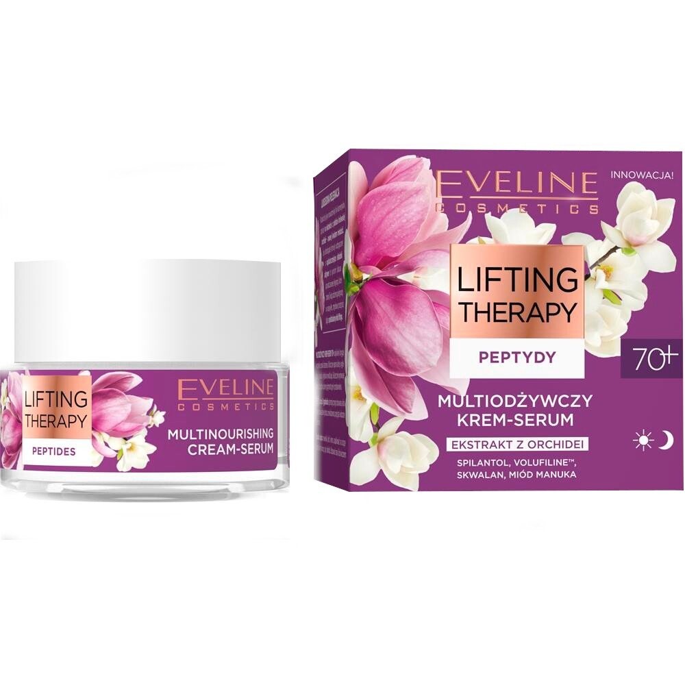 Eveline Lifting Therapy Peptides 70+ Мультипитательный крем-сыворотка для дня и ночи 50мл Inna
Eveline Lifting Therapy Peptides 70+ Мультипитательный крем-сыворотка для дня и ночи 50мл Inna
