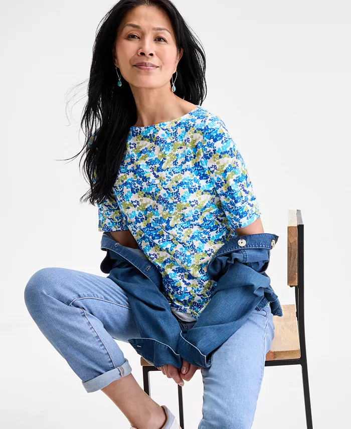 Женская блуза с принтом и лодочкой, с рукавом три четверти Style & Co, синий
Женская блуза с принтом и лодочкой, с рукавом три четверти Style & Co, синий