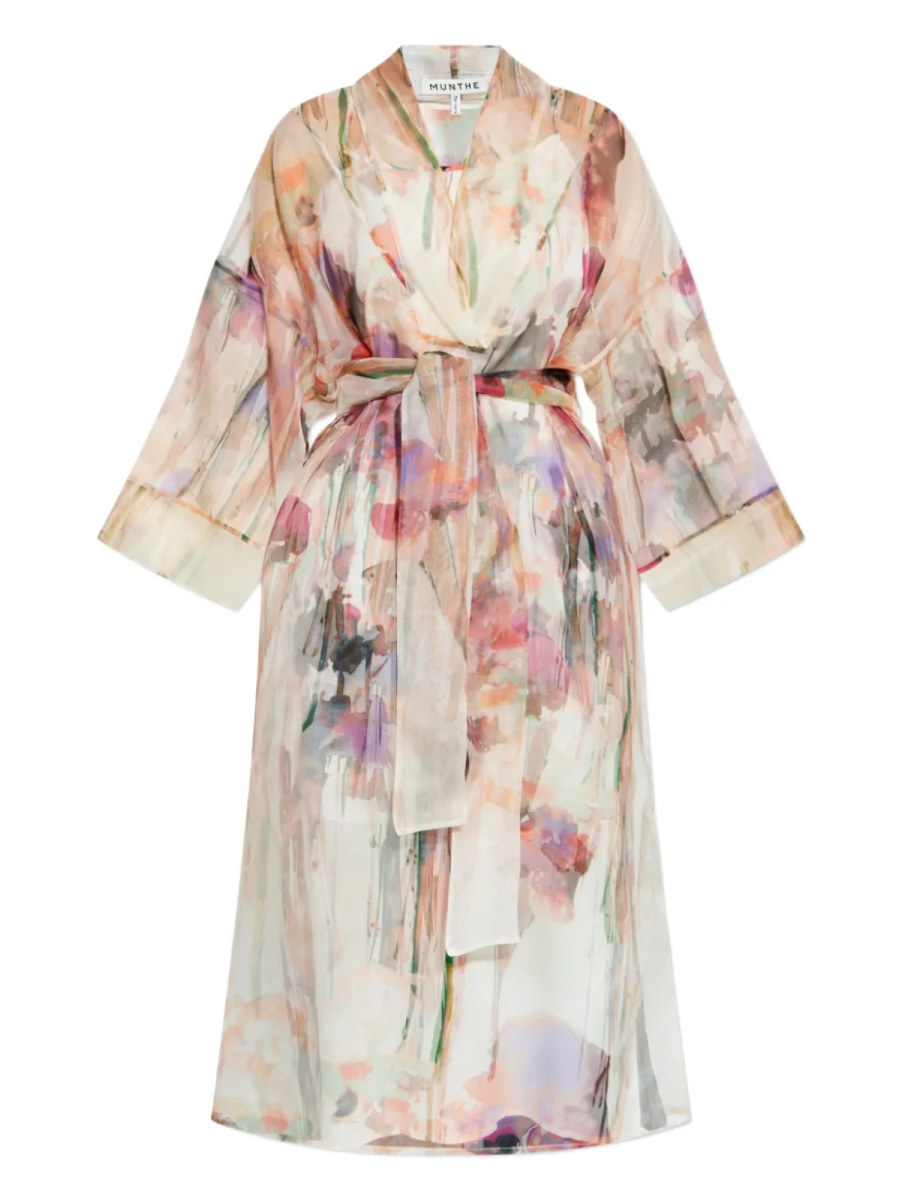 Прозрачное пальто с цветочным принтом MUNTHE, нейтральный, Серый, Прозрачное пальто с цветочным принтом MUNTHE, нейтральный