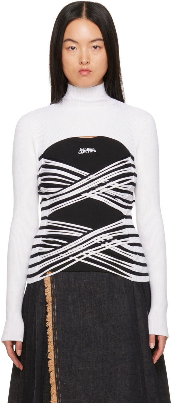 Бело-темно-синяя водолазка в полоску Jean Paul Gaultier, Синий, Бело-темно-синяя водолазка в полоску Jean Paul Gaultier
Бело-темно-синяя водолазка в полоску Jean Paul Gaultier, Синий, Бело-темно-синяя водолазка в полоску Jean Paul Gaultier