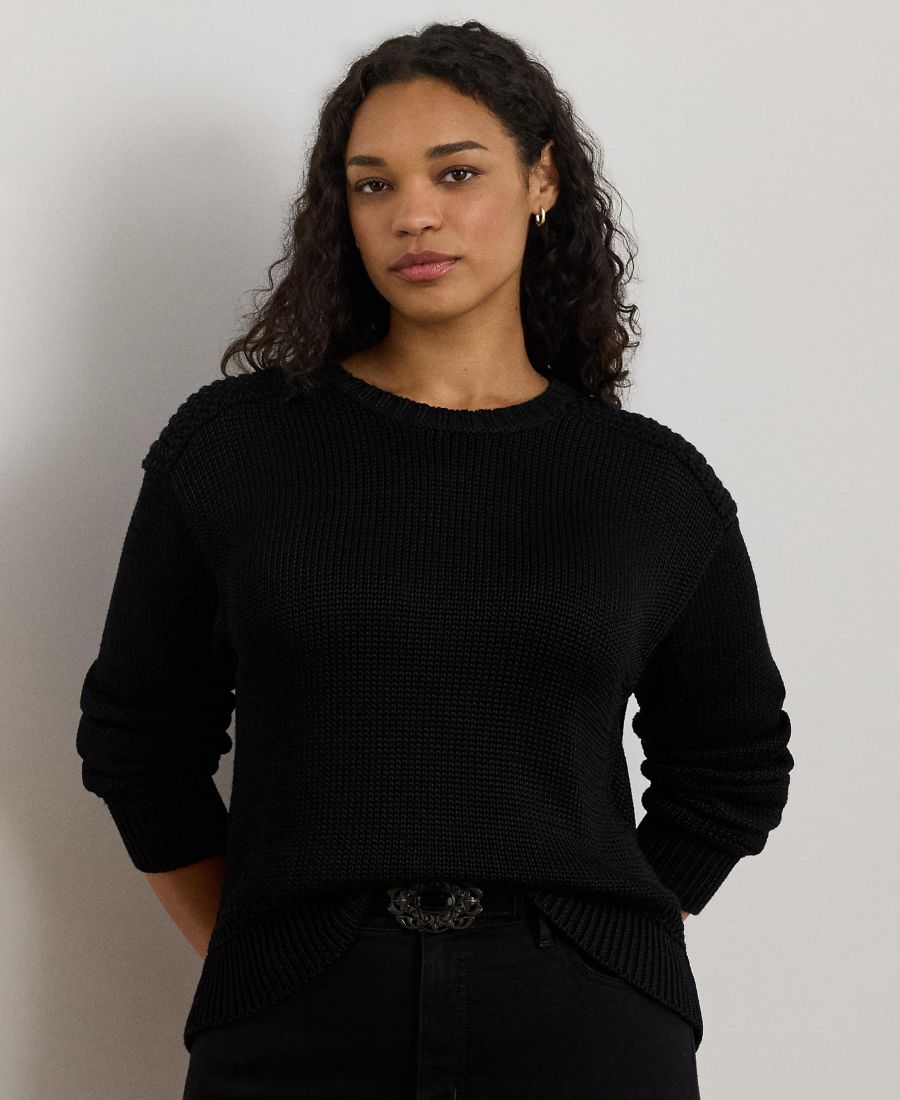 Свитер большого размера из смесовой хлопковой ткани с круглым вырезом Lauren Ralph Lauren, Black
Свитер большого размера из смесовой хлопковой ткани с круглым вырезом Lauren Ralph Lauren, Black