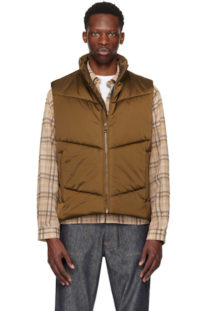 Коричневый водоотталкивающий стеганый атласный жилет Hugo
Коричневый водоотталкивающий стеганый атласный жилет Hugo