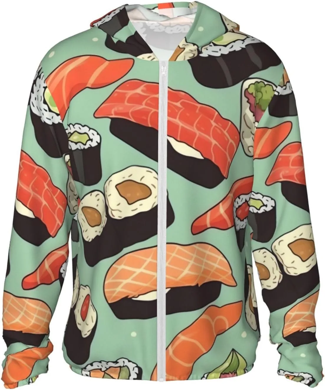 UPF 50+ легкая куртка на молнии с капюшоном для защиты от солнца, для женщин и мужчин, с длинным рукавом, принт Sushi LHBWCVN
UPF 50+ легкая куртка на молнии с капюшоном для защиты от солнца, для женщин и мужчин, с длинным рукавом, принт Sushi LHBWCVN