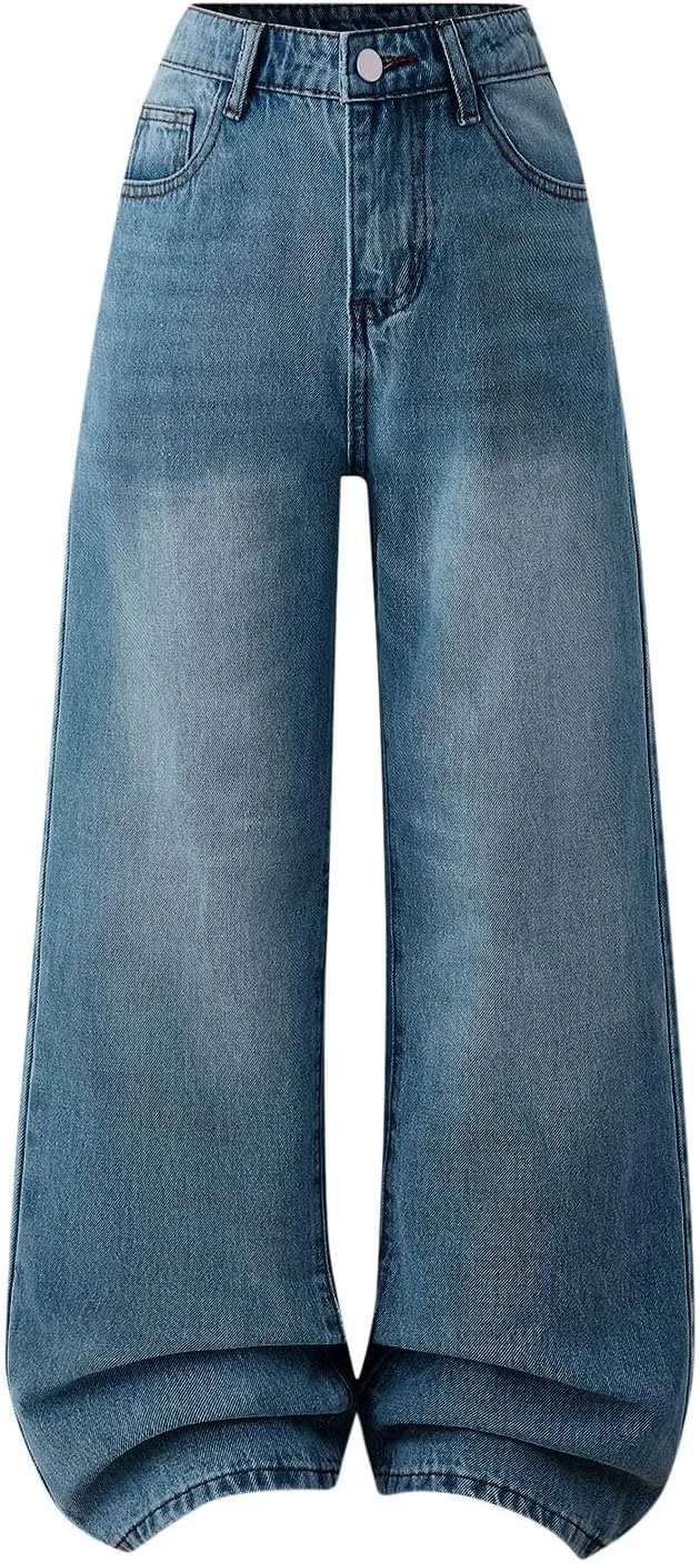 Девчачьи широкие джинсы с высокой талией
Девчачьи широкие джинсы с высокой талией