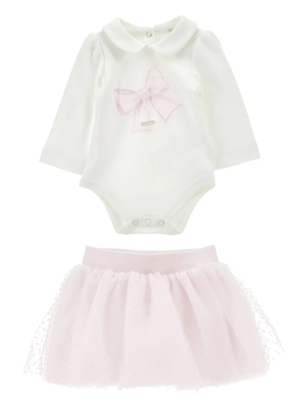 Комплект из боди и юбки Monnalisa, белый
Комплект из боди и юбки Monnalisa, белый