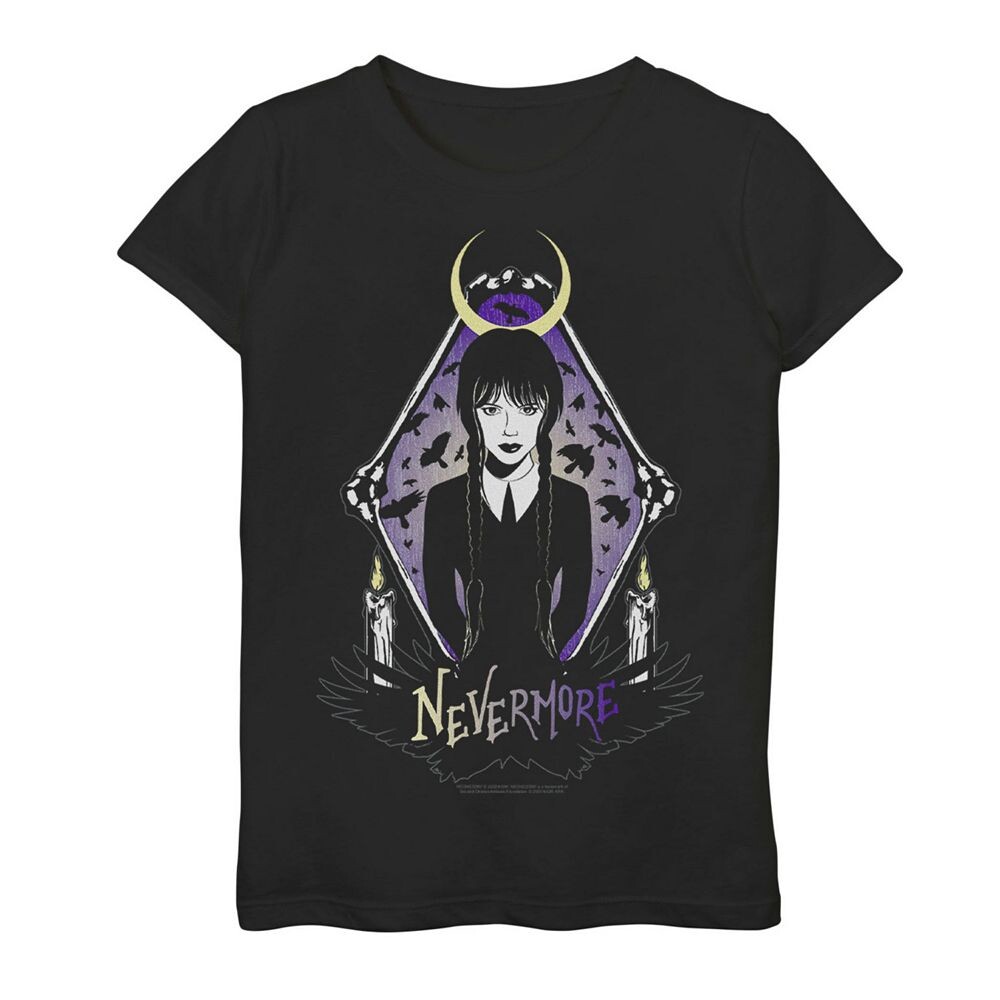 Футболка Wednesday Adams Nevermore Moon Ravens And Candles для девочек 7–16 лет с рисунком Licensed Character, черный
Футболка Wednesday Adams Nevermore Moon Ravens And Candles для девочек 7–16 лет с рисунком Licensed Character, черный
